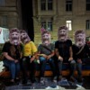 Bei der Eröffnung mit Masken von Simon Götz - at the opening with masks by Simon Götz
